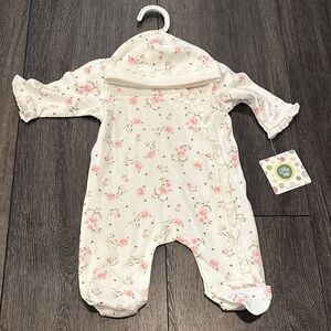 Little Me Cream and Pink Floral Footie